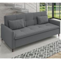 Imagem de Sofá Cama Reclinável 3 Lugares 213cm Veludo Lima Grafite