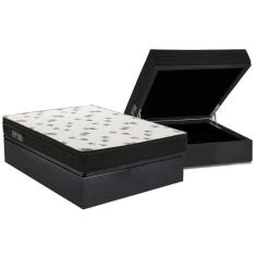 Imagem de Cama Box Baú Casal: Colchão Espuma D45 Ortobom Light Saúde Ortopillow + Base Crc Suede Gray(138X188)