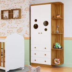 Imagem de Guarda-Roupa Infantil Peroba Duda Plus com 2 Portas, 3 Gavetas, 5 Prateleiras e 86 cm de Largura