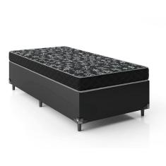 Imagem de Cama Box Solteiro 88 Tecido Sintético Preto com Colchão Espuma D20 - Tampo Preto 12cm