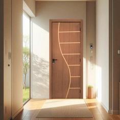 Imagem de Kit Porta De Madeira Decorada 215x94cm Batente 7cm Cantareira