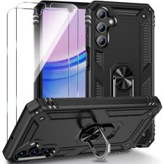 Imagem de Muntinfe Capa para Galaxy A15 5G, capa para Samsung Galaxy A15 5G com protetor de tela HD [2 unidades], [grau militar] capa de telefone à prova de choque testada contra quedas com suporte magnético,