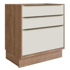 Imagem de Balcão De Cozinha De Madeira Mdf 100% Herval Ten, 3 Gavetas 80 Cm