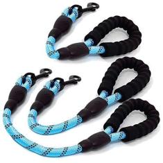 Imagem de Coleira curta para cães Cymiler, 3 tamanhos de nylon curta com alça acolchoada, coleira de treinamento curta para cães com fios altamente reflexivos para cães pequenos, médios e grandes