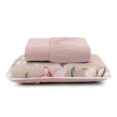 Imagem de Lençol Solteiro Rosê 2 Peças 100% Algodão Elástico e Fronha