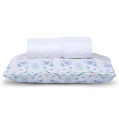 Imagem de Jogo Cama Lençol Verace Solteiro Percal 300 Fios c/ Fronha Estampada 2 Peças - Branco