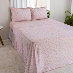 Imagem de Jogo de Lençol Casal Malha 4 Peças com Elástico Estampado - Bella Enxo