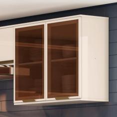 Imagem de Armário Aéreo Cozinha Connect 2 Portas Com Vidro Off White - Henn