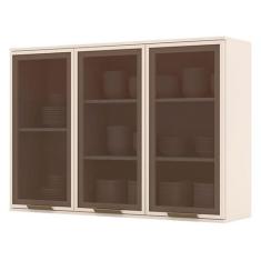Imagem de Armário Aéreo 3 Portas De Vidro 120 Cm Évelin Off White  Henn