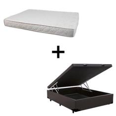 Imagem de Cama Box Baú Casal 138 Tecido Sintético Marrom Com Colchão Roma Bello Box 100% Espuma D45 Bege 55x138x188