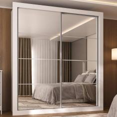 Imagem de Guarda-roupas Casal Com Espelho 2 Portas De Correr 4 Gavetas Malibu Multimóveis Mp4273 Branco Branco