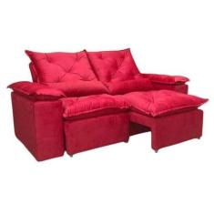 Imagem de Sofá Retrátil e Reclinável 3 lugares Vermelho 2m de largura e 1,60 abe