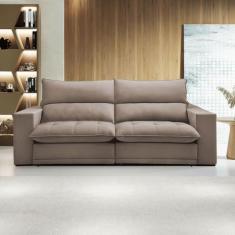 Imagem de Sofá Retrátil E Reclinável Martinho 250cm Veludo Bege Escuro - Celflex