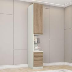 Imagem de Guarda-Roupa Solteiro Modulado 1 Porta 3 Gavetas Areia/Jequitibá - Henn