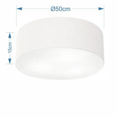 Imagem de Plafon Cilíndrico Md-3014 Cúpula Em Tecido 50X15cm Branco - Bivolt