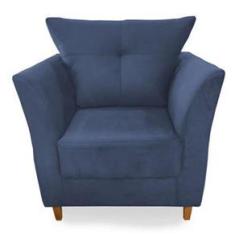 Imagem de Poltrona Decorativa Isis Pés de Madeira Suede  Marinho - DS Móveis