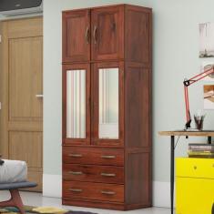 Imagem de Guarda-Roupa Solteiro Paris 4 Portas 3 Gavetas Com Espelho Madeira Mac