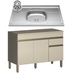 Imagem de Balcão Gabinete 3 Portas com Pia 120cm Lina K02 Vanilla - Mpozenato