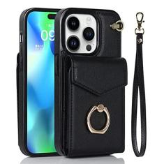 Imagem de Capa de telefone de couro de luxo para iPhone 14 13 12 Mini 11 Pro X XS Max XR 8 7 6 6S Plus SE 2020 Carteira titular do cartão Stand Back Cover, preto, para iPhone 6 Plus