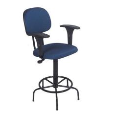 Imagem de Cadeira De Caixa Alta Atendimento Portaria Balcao Com Braco Pp Azul -