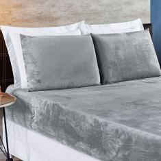 Imagem de Jogo De Cama Casal Padrão BiaManta 3 Peças Cinza