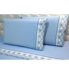 Imagem de Jogo Lençol Queen Barrado Richilieu Percal 200 Fios 4 Peças Toque Maci