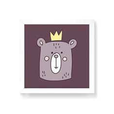 Imagem de Arte Maníacos Quadro Decorativo Urso Rei - 50x50cm (Moldura em laca )