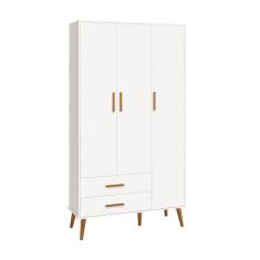 Imagem de Guarda Roupa Isis Retrô 3 Portas 2 Gavetas Branco Fosco- Reller