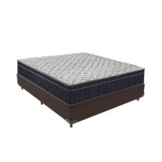 Imagem de Cama + Box Casal Colchão Ortobom D45 Airtech Extra Firme, Marrom