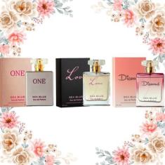 Imagem de Kit 3 Perfumes Femininos One, Love e Diamond 100ml Sea Blue