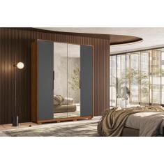 Imagem de Guarda Roupa 4 Portas e 3 Gavetas c/ 2 Espelhos e Pés Attore Amendola/