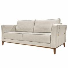 Imagem de Sofá Decorativo 2 Lugares 190cm Pés em Madeira Tarantino Linho Off Whi