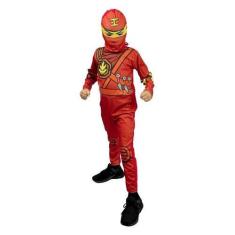 Imagem de Fantasia Ninja Go Infantil Vermelho Longa Com Gorro - Fantasias Carol 