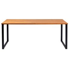 Imagem de Mesa De Jantar Retangular Boston Industrial Daf Móveis 180 X 90 Cm Madeira Maciça Mel Base Aço Preto
