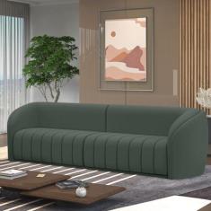 Imagem de Sofá Decorativo Sala de Estar 252cm Adam 3 Lugares Veludo Cinza G45 - Gran Belo