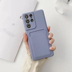 Imagem de Capa de telefone com compartimento para cartão de carteira de silicone líquido para Samsung A32 4G 5G A12 A42 A52 A72 S21 Plus S20 FE Note 20 Capa traseira ultramacia, cinza, para Samsung S20 FE