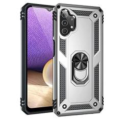 Imagem de SORAKA Capa para Samsung Galaxy A32 5G com suporte de anel capa armadura para Samsung Galaxy A32 5G capa traseira de policarbonato macio com placa de metal para suporte magnético de telefone carro