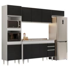 Imagem de Armário De Cozinha Modulada 4 Peças Cp12 Com Pia Inox Branco/preto - Lumil