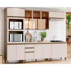 Imagem de Cozinha Modulada Henn Connect 6 Peças (2 Aéreos+2Balcões+1 aneleiro+1Complemento) CPT95 Duna/Cristal-Henn