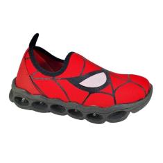 Imagem de Tênis Infantil Com Luzinha Led Aranha Vermelho Preto Calce Fácil
