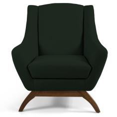 Imagem de Kit 2 Poltronas Decorativas Base Manu Madeira Juliet B-303 Veludo Verde Musgo - Domi
