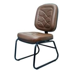 Imagem de Poltrona Cadeira Escritório Diretor Fixa Costurada Base Ski - Multflex