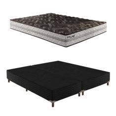 Imagem de Box Queen Íris 42x158x198cm com Colchão Queen Unique D33 Plus Duoface 18x158x198cm Preto Elegancy