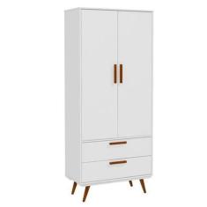 Imagem de Guarda Roupa Infantil 2 Portas E 2 Gavetas Retrô 100% Mdf Cor Branco A