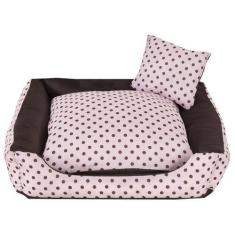 Imagem de Cama Pet Para Cães E Gatos Poa Porte Médio Marrom Rosa F101 - Deccoral