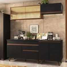 Imagem de Cozinha Completa Madesa Reims 190001 com Armário e Balcão - Preto/Rustic