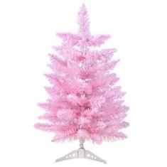 Imagem de Árvore de Natal Gloreyan 60 cm de mesa de PVC rosa com suporte