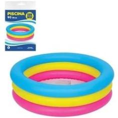 Imagem de Piscina Infantil Inflável 3 Anéis Coloridos 90 Litros