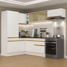 Imagem de Armário De Cozinha Completa Canto Multimóveis Branco/dourado