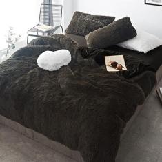 Imagem de Jogo De Cama Casal Queen 6 Peças Com Edredom Pelúcia Preto